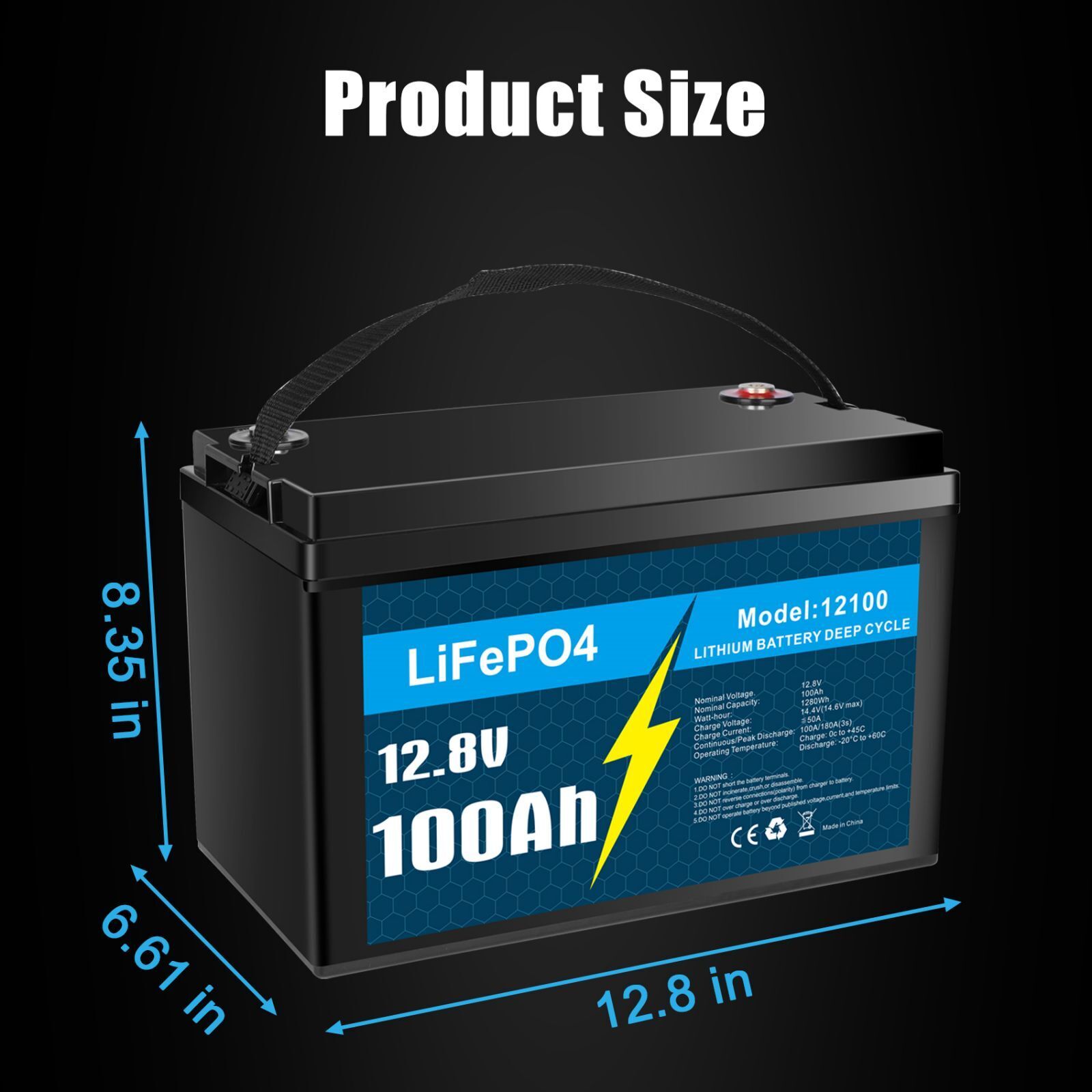 4 Pack LiFePO4 Lithium 12V 100Ah Battery for RV Marine Solar with 100A BMS Unbranded Does not apply - фотография #10