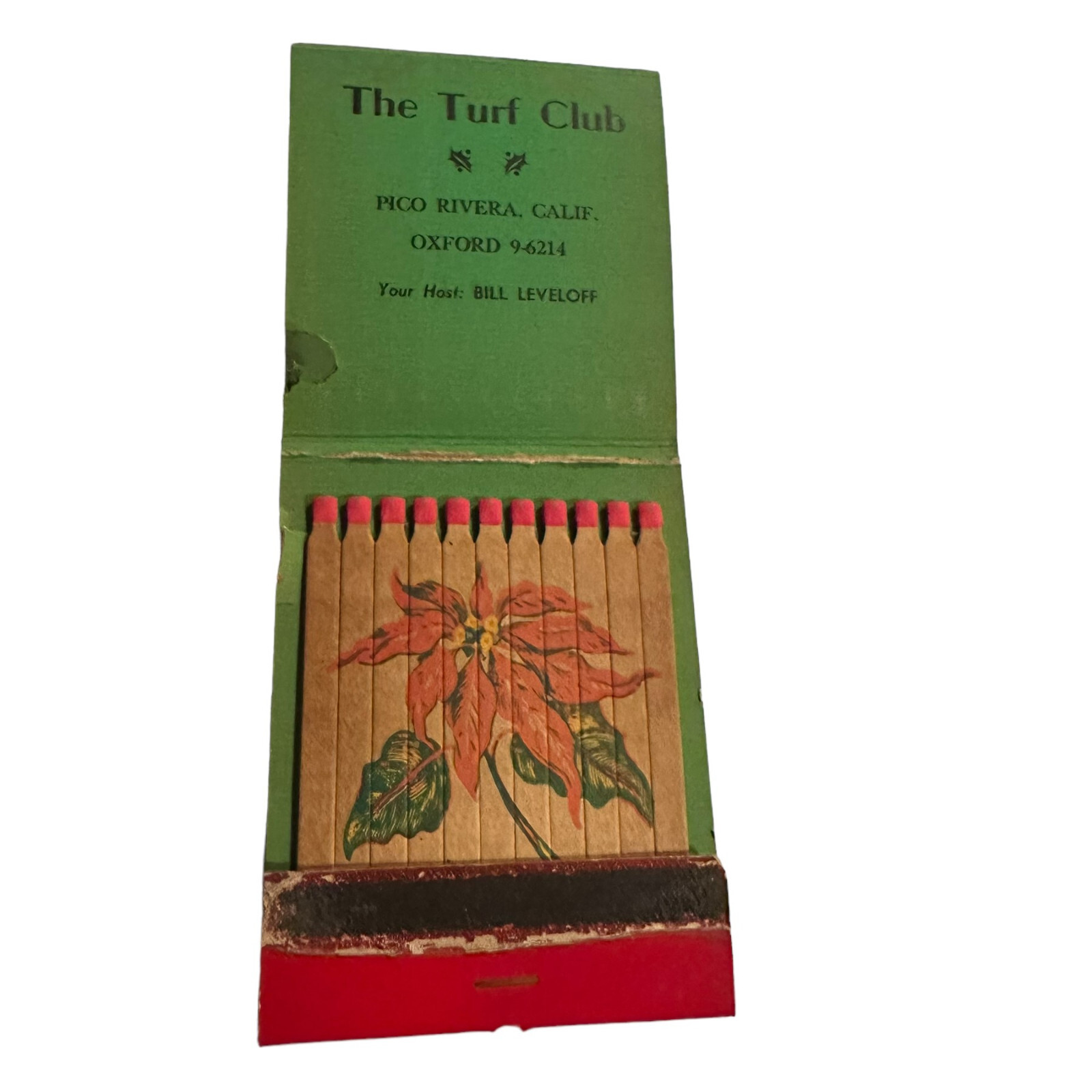 Christmas Seasons Greetings Matchbook Turf Club Jumbo Large Unstruck Vintage Без бренда - фотография #3