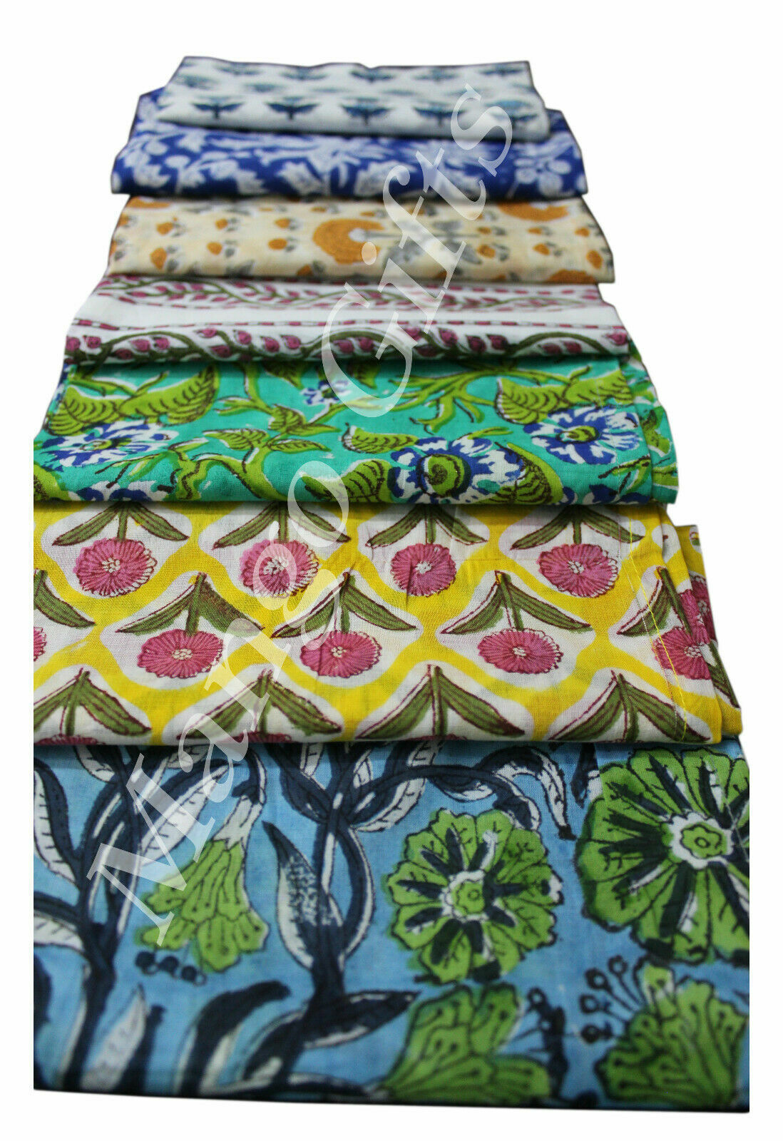 Indian Hand Block Print 100%Cotton Voile Fabric Napkins Set 24 Pc Floral Assort Block Does Not Apply - фотография #8