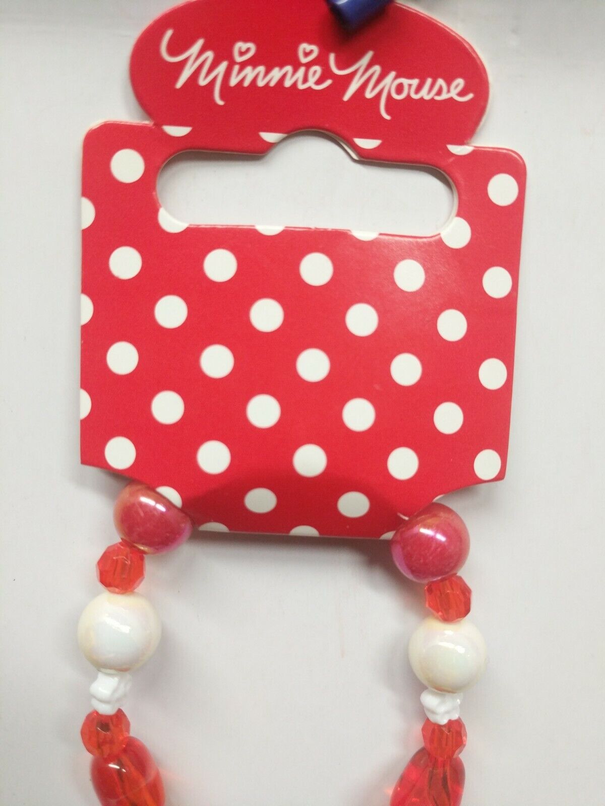 2X LOT Disney Minnie Mouse Red/ White Plastic Bead Necklace W/ B Initial Child’s Disney - фотография #6