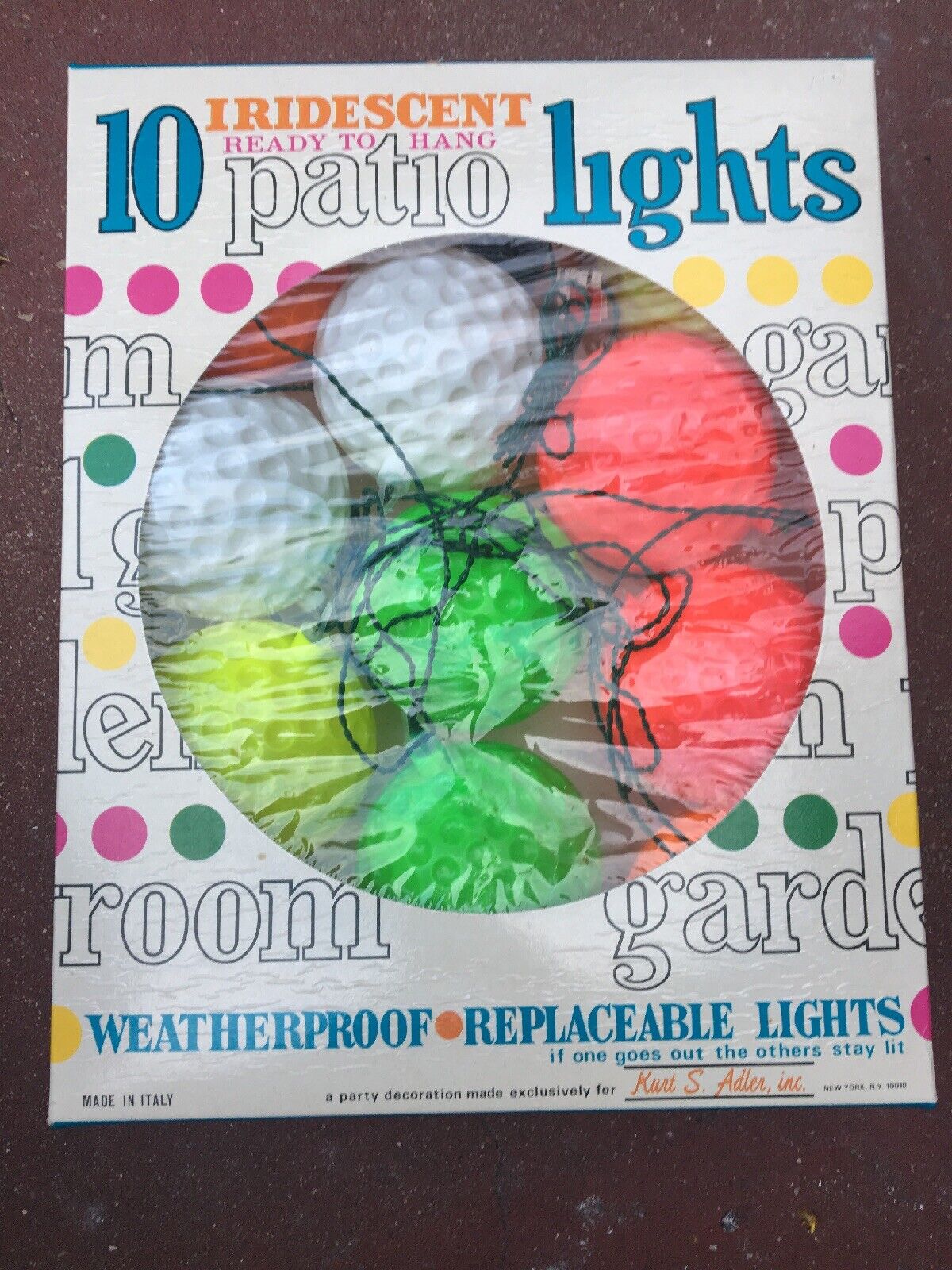 Vintage Kurt S. Adler Golf Ball Party Patio Lights 10 Lights Bright Waterproof Без бренда
