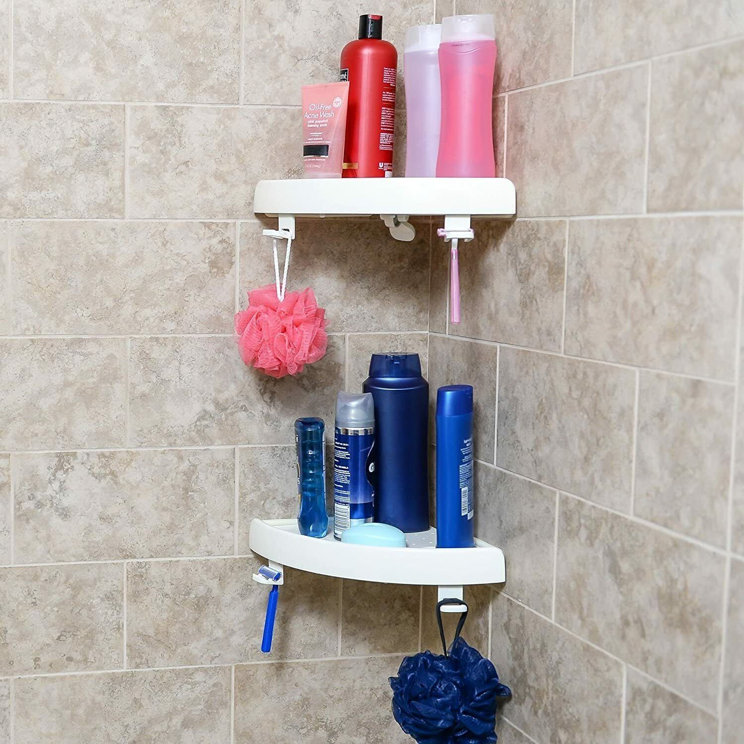 Corner Shower Shelf Bathroom Snap Up Bath Wall Corner Mount Storage Lot of 2 SnapUp Shelf Does Not Apply