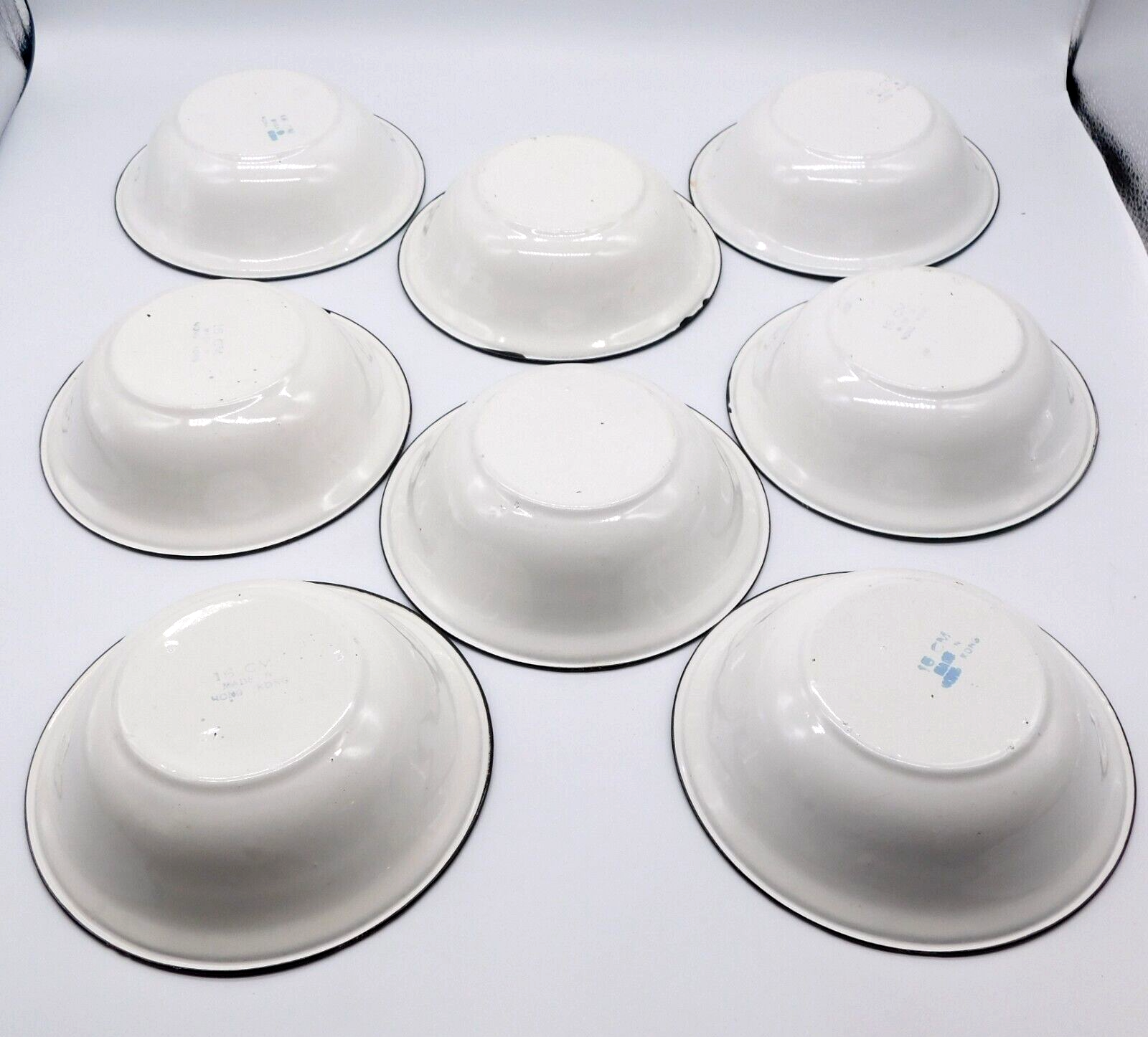 VTG 14 pc Metal Rossini Enamel Ware Floral Set 2 plates 8 bowls 4 cups Hong Kong Rossini - фотография #10