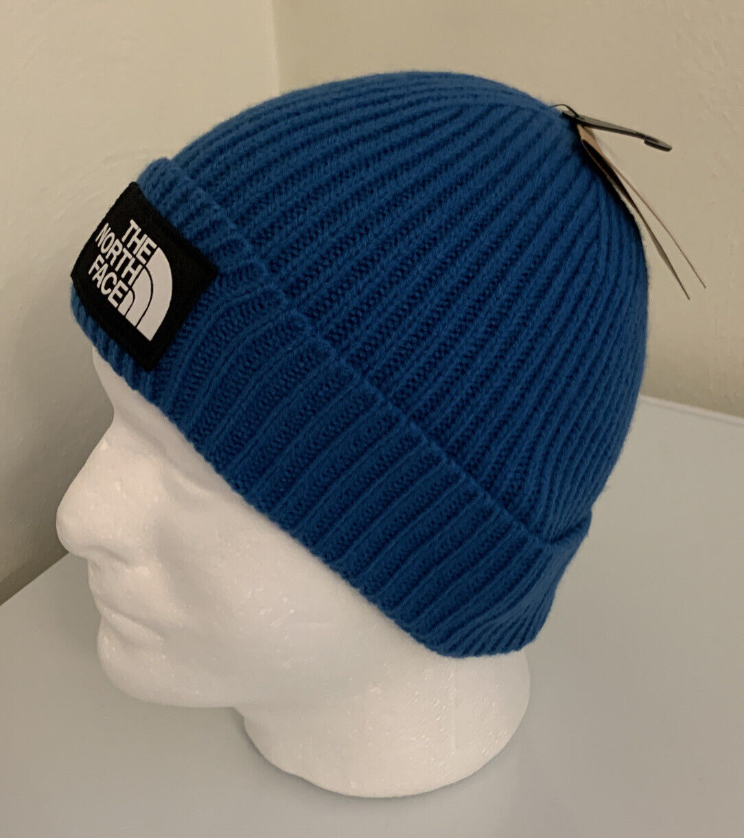 The North Face TNF Logo Box Cuffed Beanie Hat Youth Junior Unisex Blue Size OS The North Face
