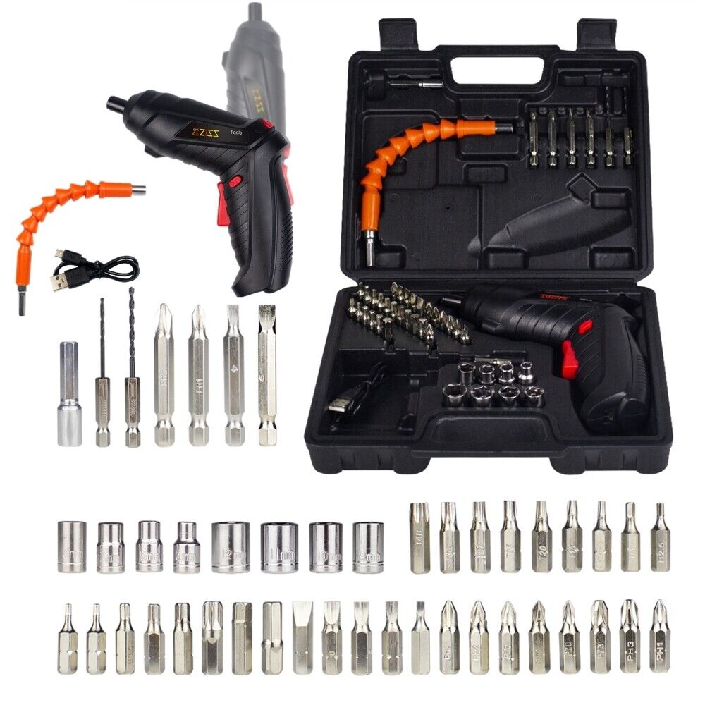 48IN1 Cordless Electric Screwdriver Rechargeable Drill Driver Power Tool Bit Set Ziss S43024