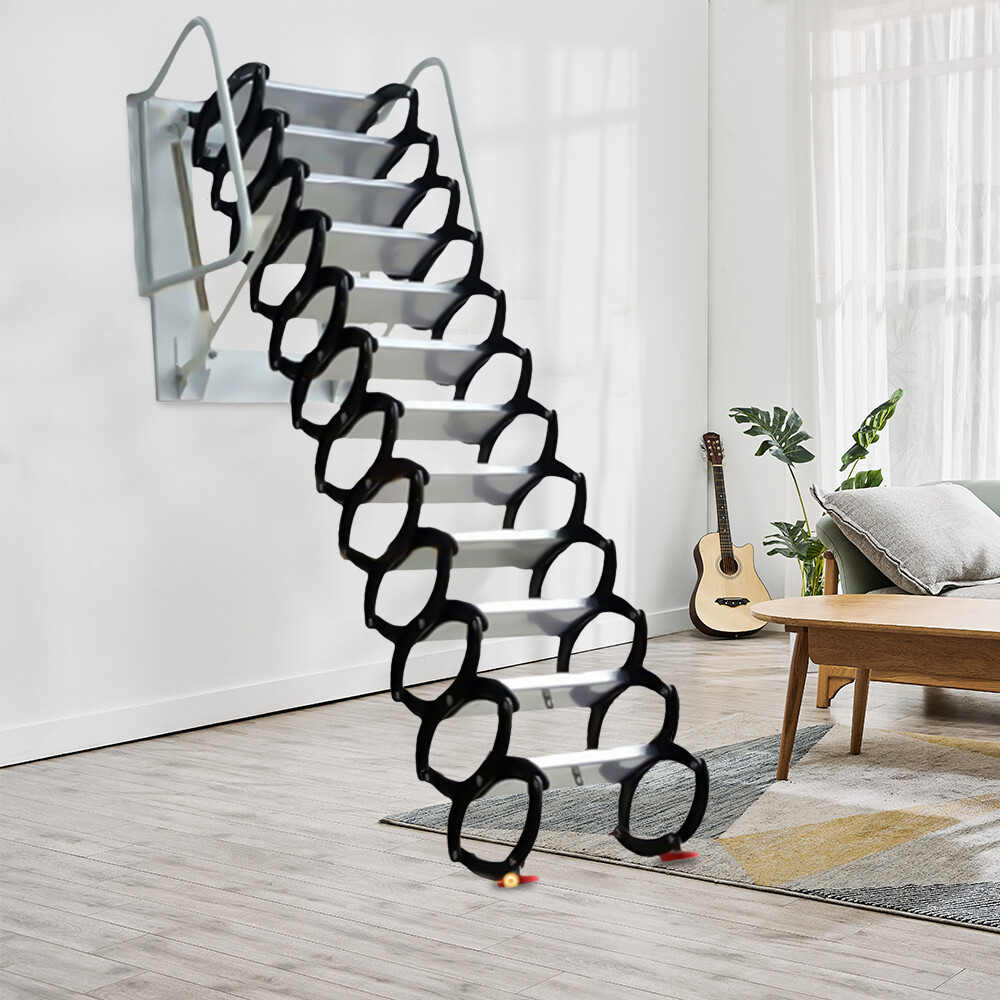 12 Steps Wall Mounted Folding Ladder Loft Stairs White Attic Steps Pull Down  Unbranded 022129 - фотография #5