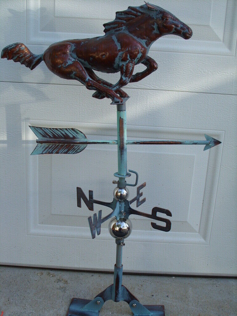 Horse Racing Weathervane Copper Patina Finish Weather Vane Handcrafted Handcrafted Does Not Apply
