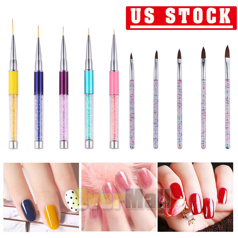 10 Pieces 3D Nail Art Brushes Set Nail Liner Ombre Brush Nail Painting Design Unbranded Does not apply - фотография #12