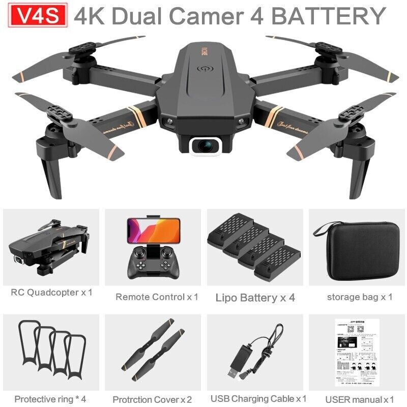 V4 Rc Drone 4k HD Wide Angle Camera 1080P Wifi Drone Fpv Dual Camera Quadcopter  Unbranded V4 - фотография #8