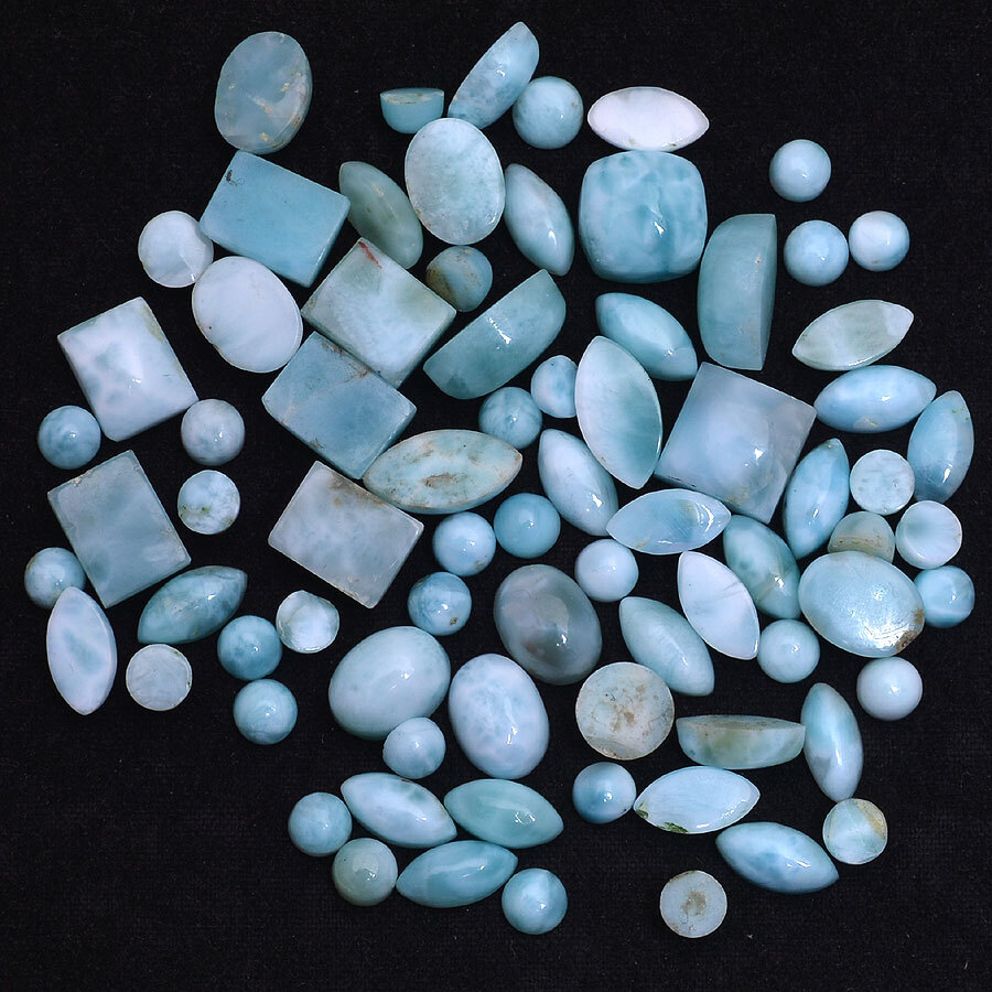 Natural Larimar 4mm-10mm Untreated Loose Cabochon 77 Pcs Gemstones Lot~69.00 Cts USHAQGEMS - фотография #3