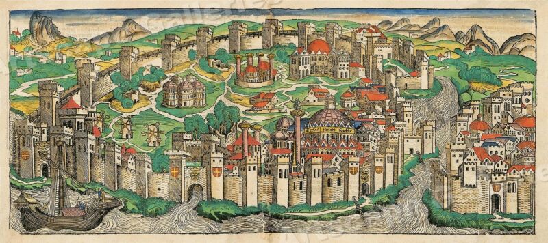 Constantinople (Istanbul) Turkey 1490’s Vintage Style City Map - 10x24 Без бренда