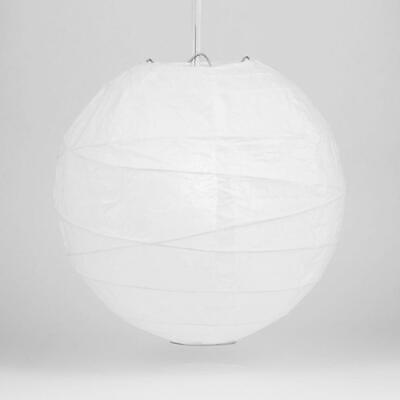 (5-PACK) 14" White Round Paper Lantern, Crisscross Ribbing, Hanging Decoration Quasimoon 14IRR-WH-BP5 - фотография #2