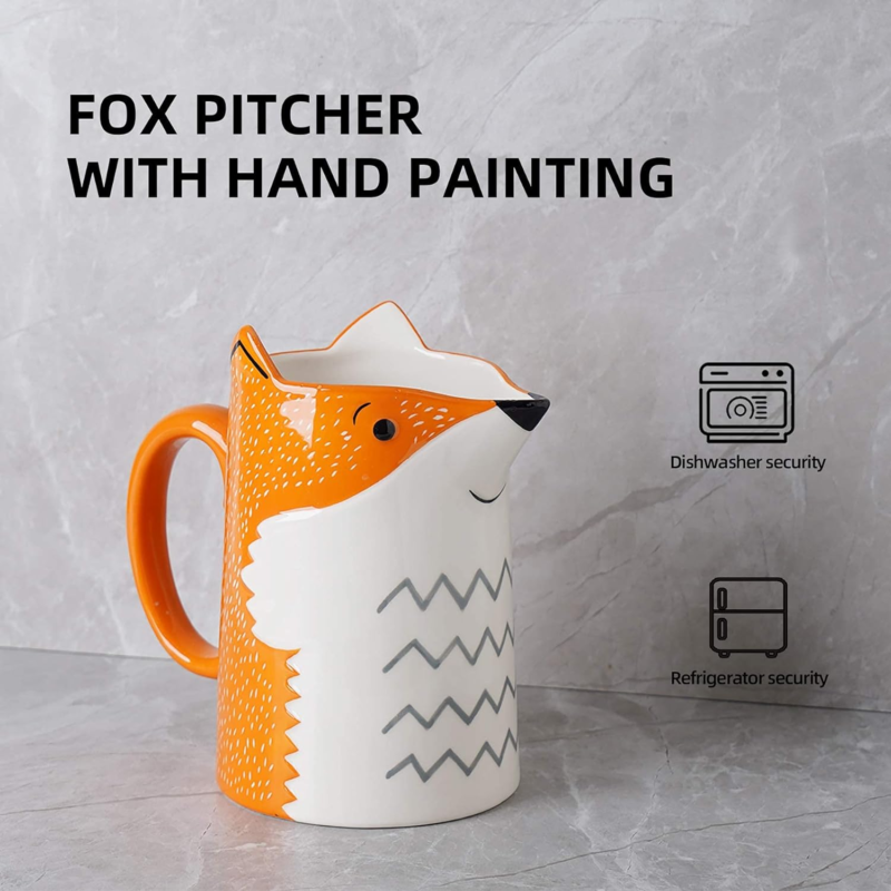 3D Fox Ceramic Water Pitcher Carafe Hand Painted Milk Bottle for Home Made Iced  Does not apply - фотография #3