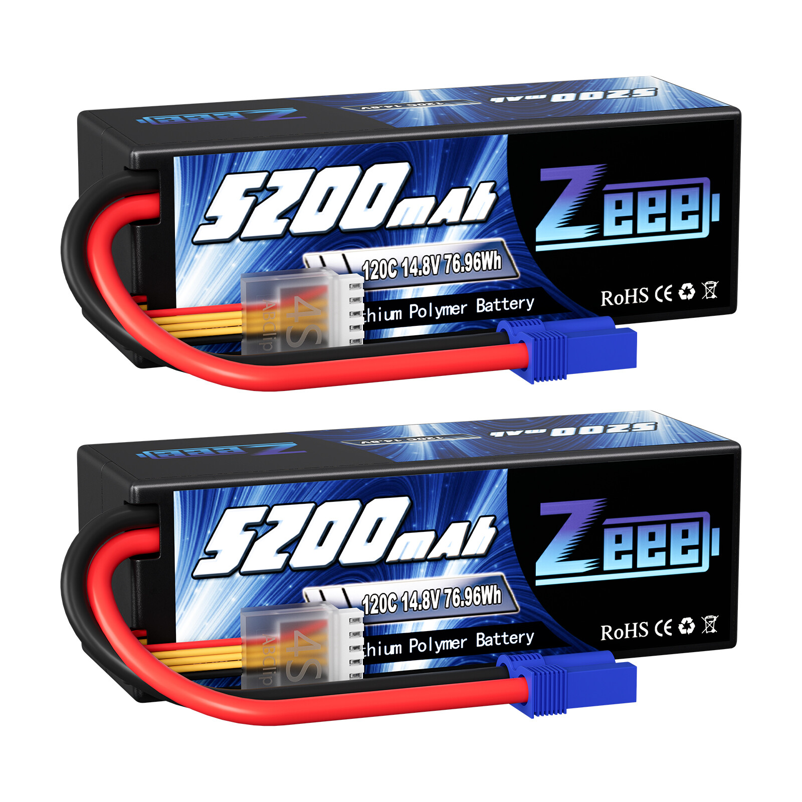 2x Zeee 4S LiPo Battery 5200mAh 14.8V 120C EC5 for RC Car Truck Crawler Monster ZEEE Does Not Apply