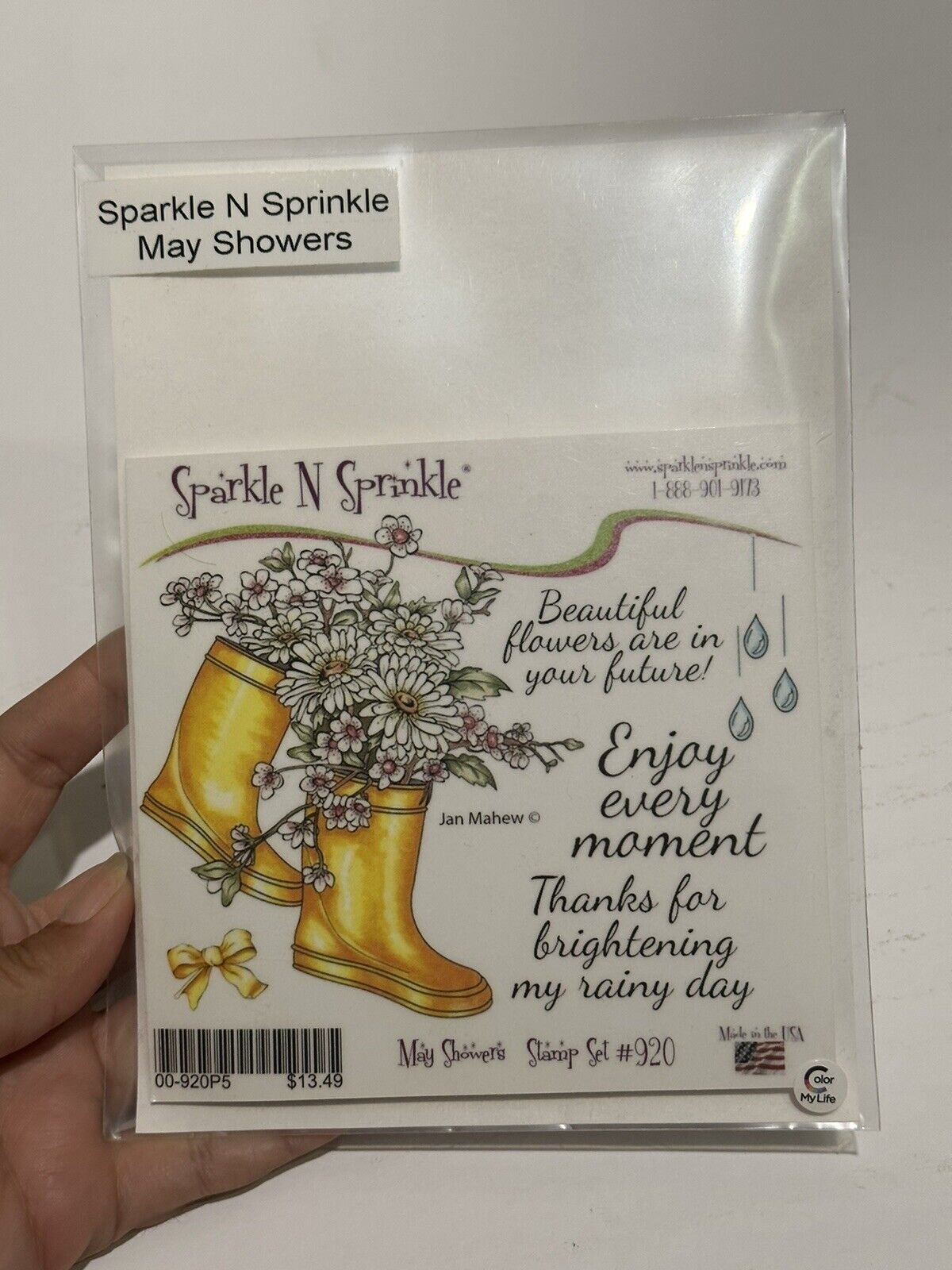 Sparkle n Sprinkle May Showers #920 Stamp Set Flower Boots  rubber stamps Sparkle N Sprinkle - фотография #3