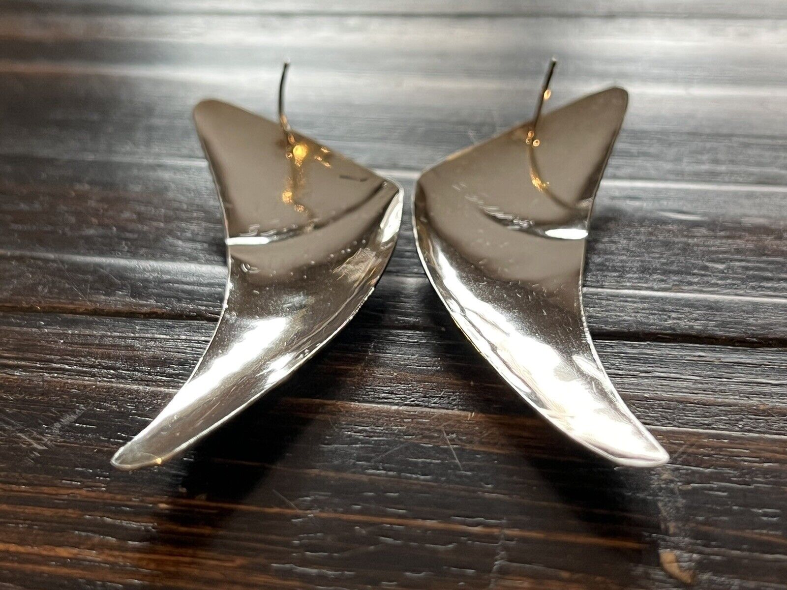 Vtg. Modernist Artist Donna McAfee Signed .925 Silver Earrings 1989, Prototype?! STERLING - фотография #8