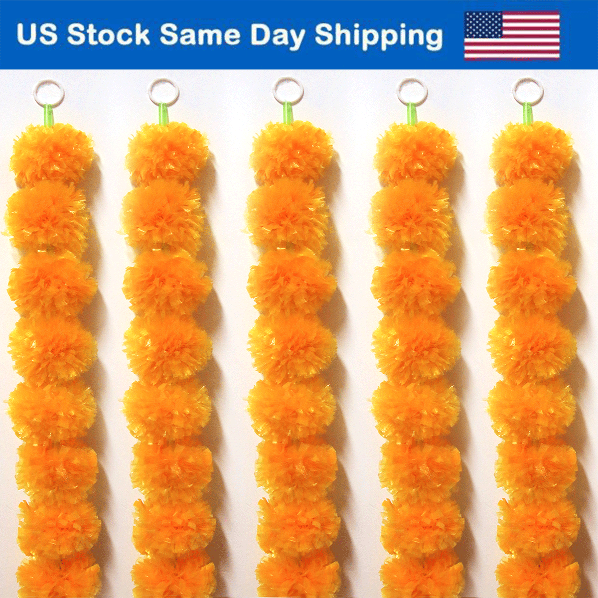 5Pack Marigold Garlands 5ft Artificial Marigold Flower Garland For Pooja/Puja TQS Does not apply