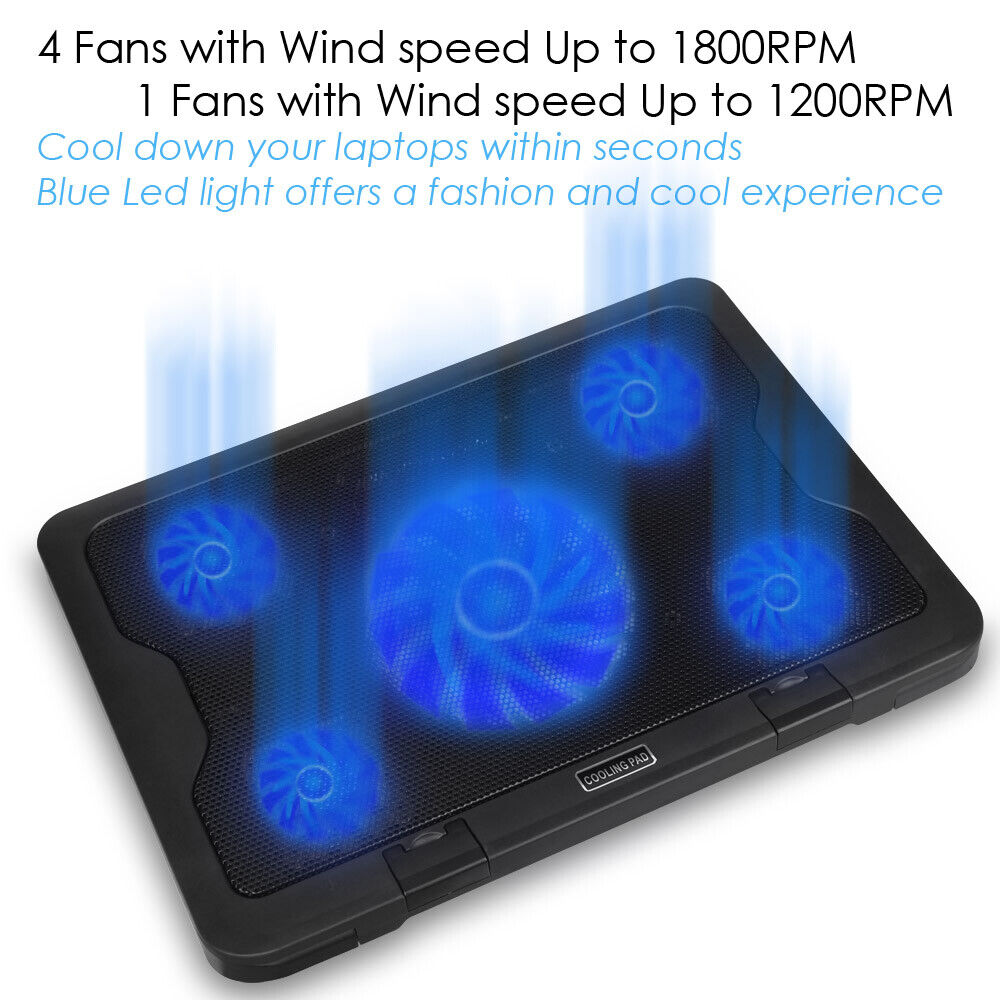 USB Laptop Cooler Cooling Pad Stand Adjustable Fan Blue LED For Game PC Notebook YELLOW-PRICE YP-LCP-45 - фотография #10