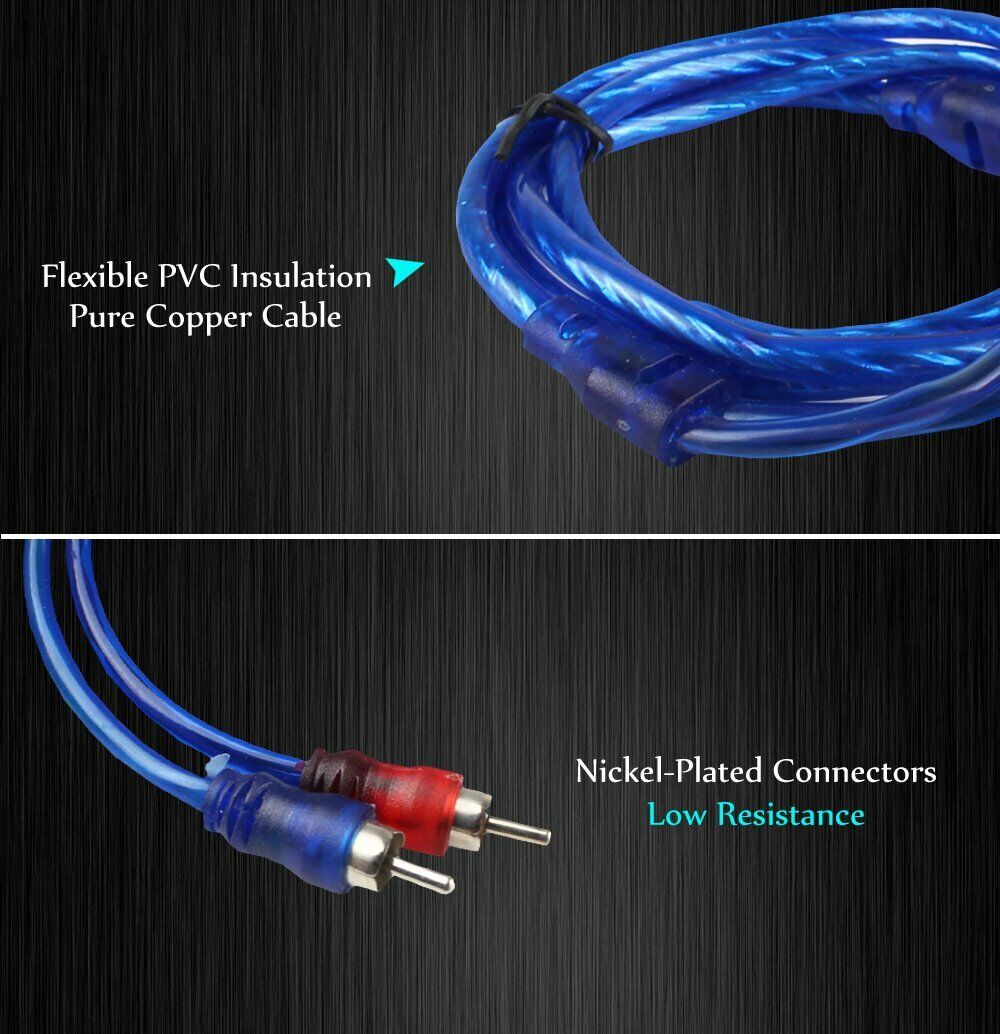 6PCS Car Audio Stereo RCA Interconnect Cable Ultra Flex Male Plug Connector 3 FT HBU H-RCA-01 - фотография #5