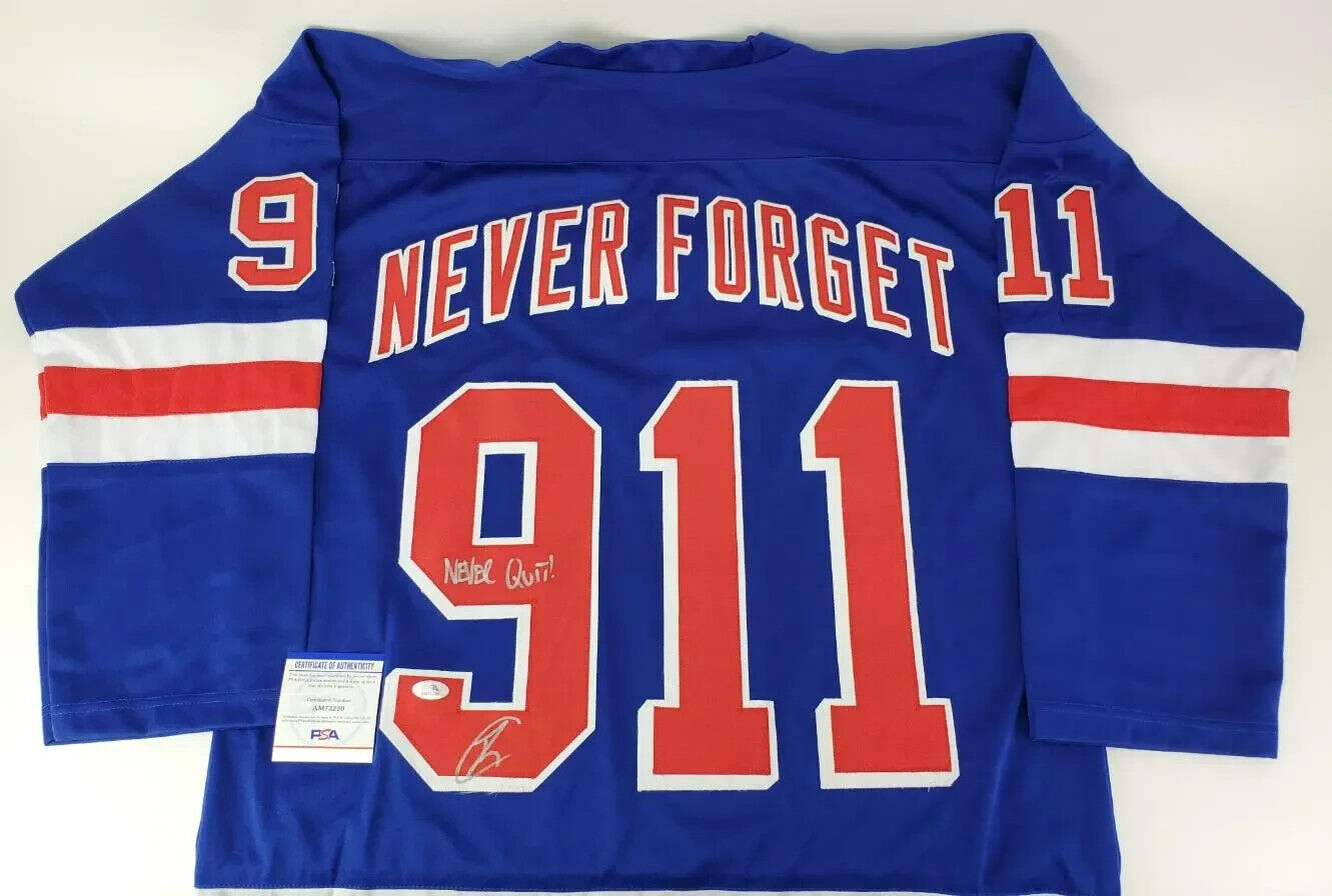 Robert O’Neill Signed New York Rangers 911 Never Forget Jersey "Never Quit"(PSA) Без бренда - фотография #2