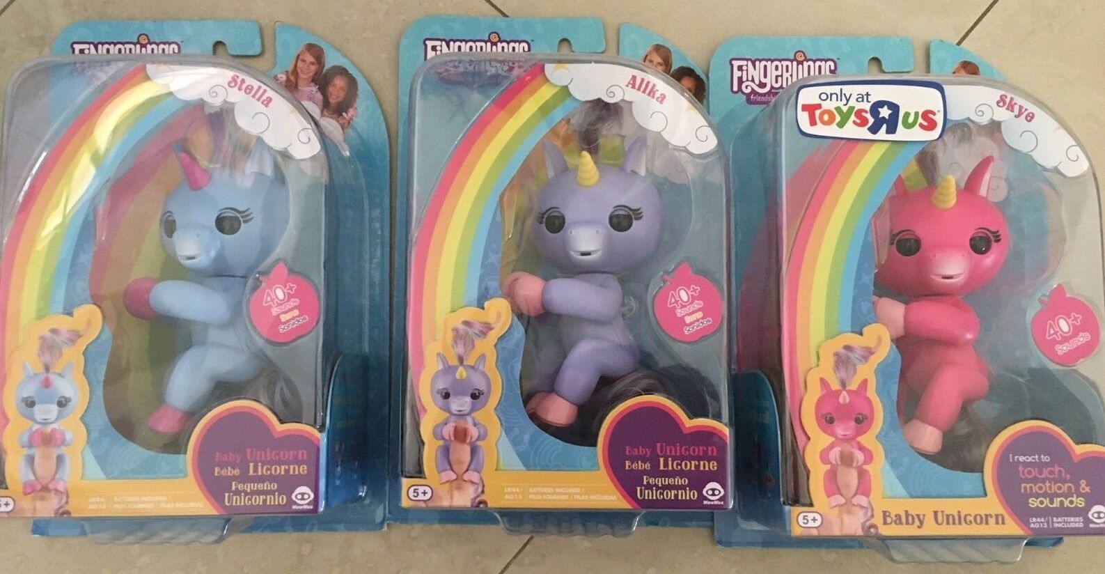 WowWee 3 New Fingerlings Unicorn Pink Purple and Blue authentic WowWee Does Not Apply