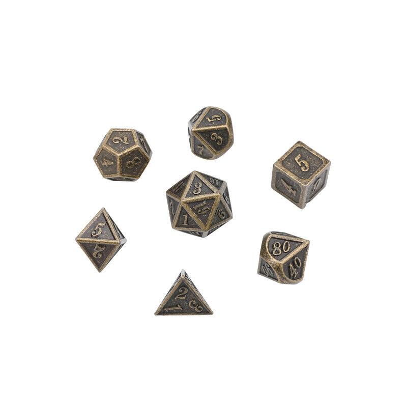 7Pcs/set Antique Metal Polyhedral Dice DND RPG MTG Role Playing Game With Box Unbranded Does not apply - фотография #9
