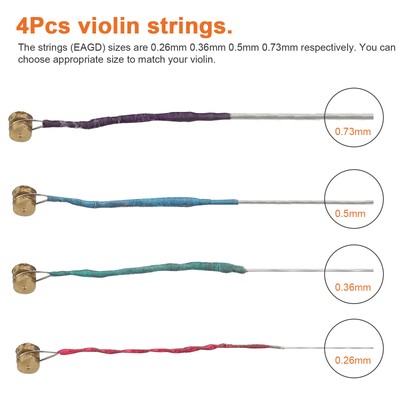 2 Sets 3/4 4/4 Violin Strings Replacement E A D G Nickel Silver Wound Strings US iBrookAuction Does Not Apply - фотография #3