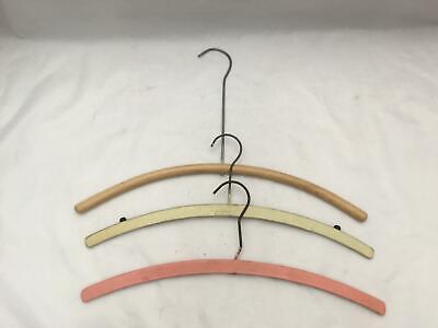 Lot of 3 Vintage / Antique Wood & Wire Clothes Hangers All Different Без бренда