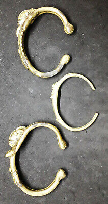 Rare Set of (x3) Antique Anthropomorphic DOGON Gilt Bronze Bracelets - MALI Без бренда - фотография #8