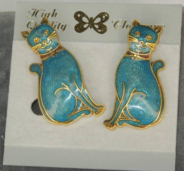 4 pairs of Enamel Cloisonne Cat Pierced & Clip dangle and post Earrings +Pin *M Без бренда - фотография #8