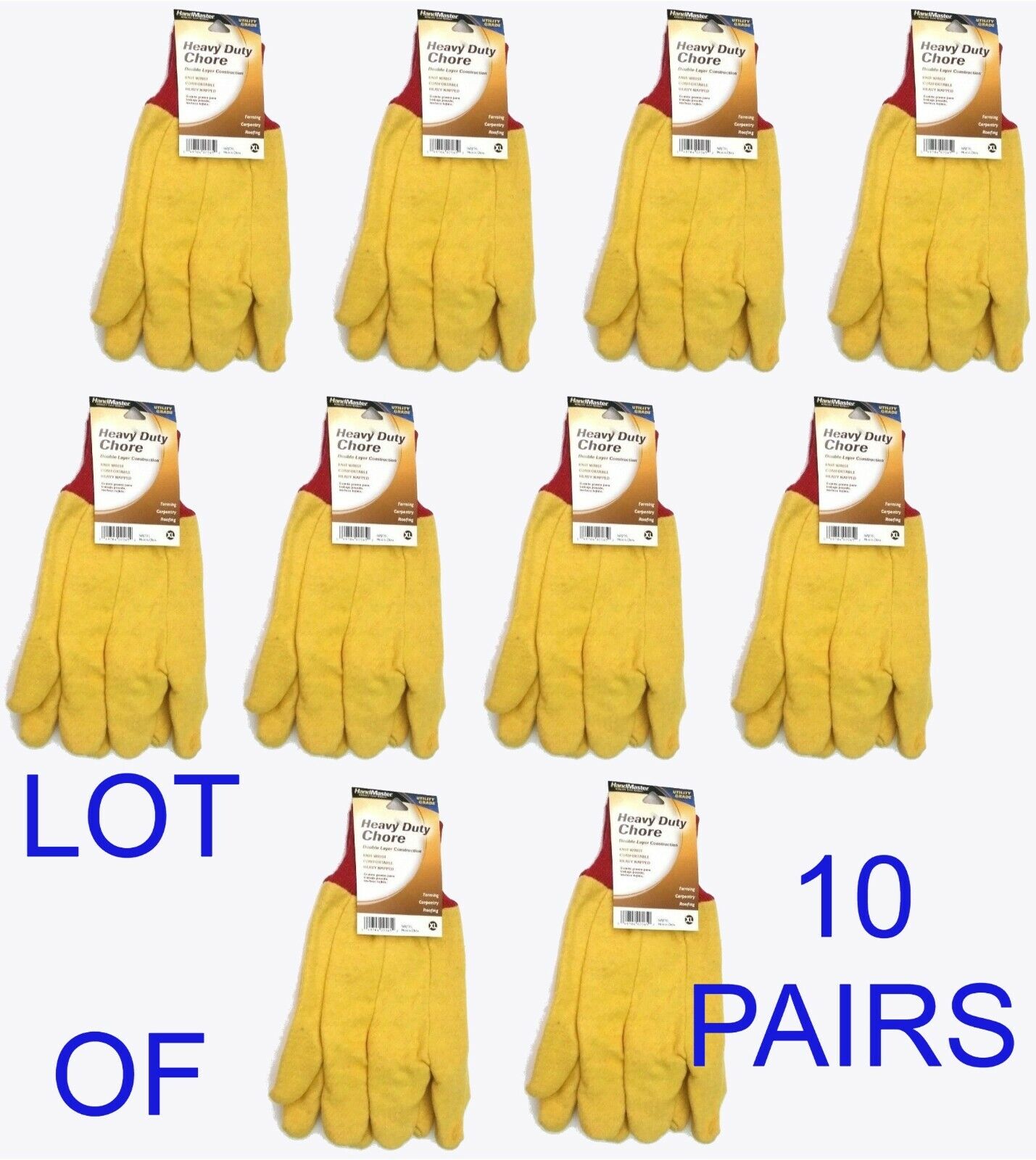 (10 Pairs) Roofing Carpentry Farming Utility Heavy Duty Chore Double Layer Glove MAGID GLOVE & SAFETY MFG. does not apply