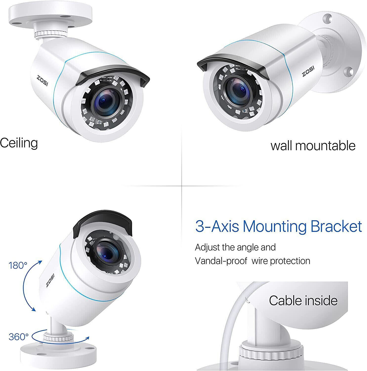 ZOSI 4X 1080P HD TVI 80ft IR-Cut Security Surveillance CCTV Outdoor 2MP Camera ZOSI Does Not Apply - фотография #9