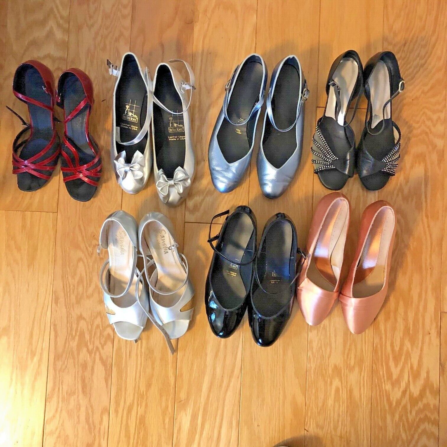 Lot of 7 pairs ladies ballroom dance shoes size 8 Без бренда