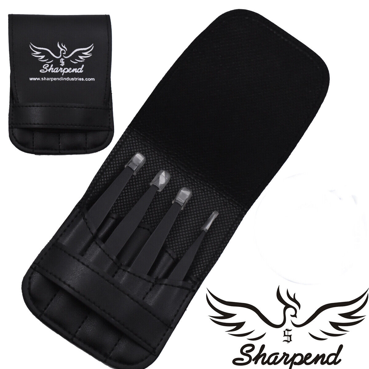 SHARPEND Tweezers Set 4-Piece Professional Stainless Eyebrow Hair Pluckers +Case SHARPEND DOES NOT APPLY - фотография #2