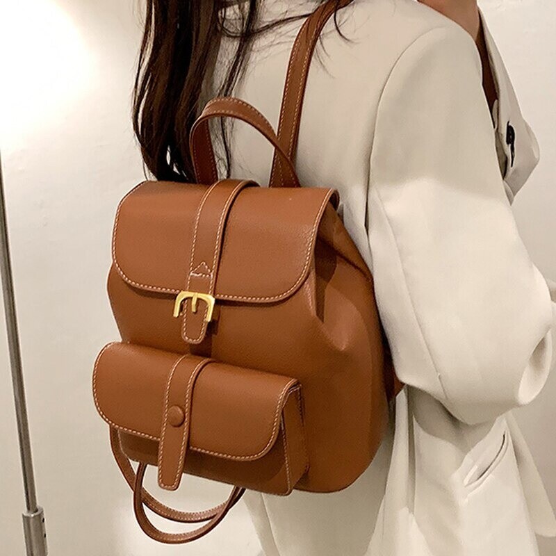 New Women's Backpack 2021 Travel Backpack PU Leather Handbag For Women Unbranded - фотография #3