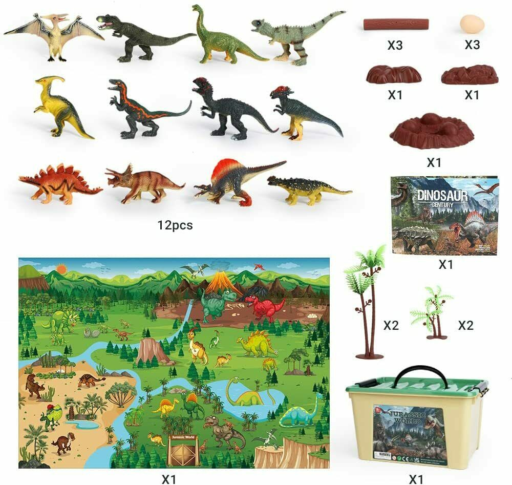 13 Pcs Dinosaur Toy Playset with Activity Play Mat, Realistic Dinosaur Figures FRUSE Does Not Apply - фотография #3
