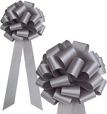 Silver Ribbon Pull Bows with Long Tails - 9" Wide, Set of 6, Anniversary Decor GiftWrapEtc - фотография #6