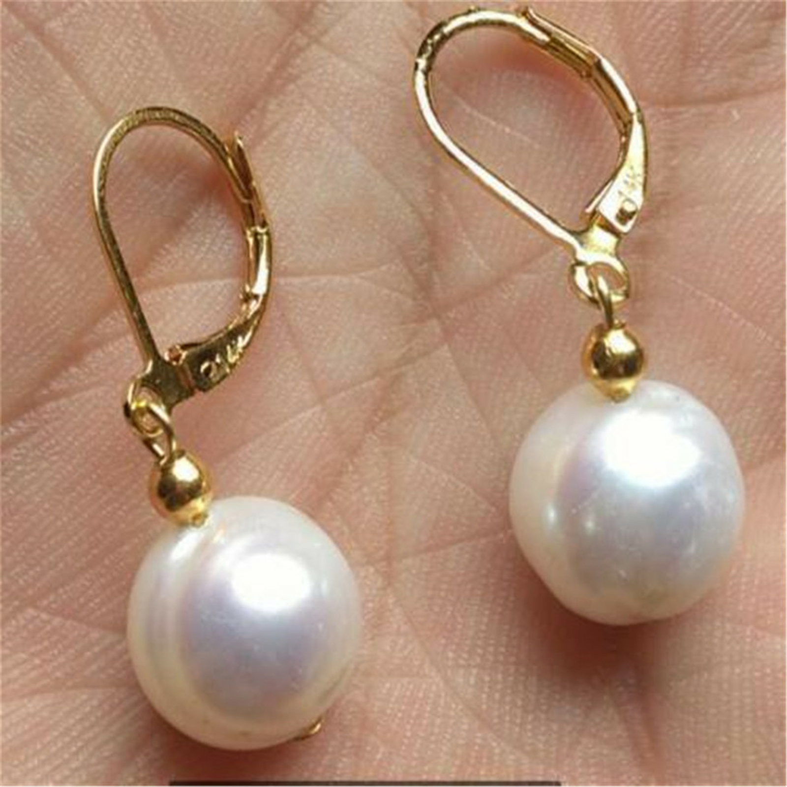 9-10MM SOUTH SEA WHITE PEARL DANGLE EARRING 14K GOLD Earbob Natural Accessories Unbranded 3 - фотография #2