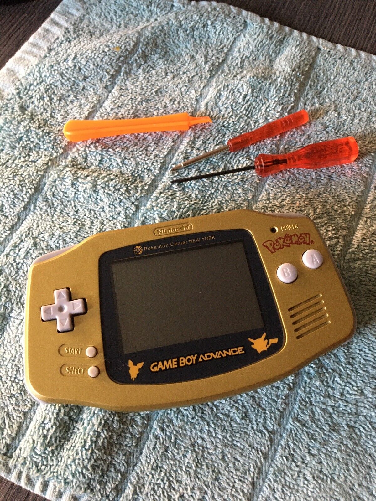 Nintendo Gameboy Advance Gold Pokemon Console GBA Glass Lens Cart Refurbished Nintendo gameboy advance