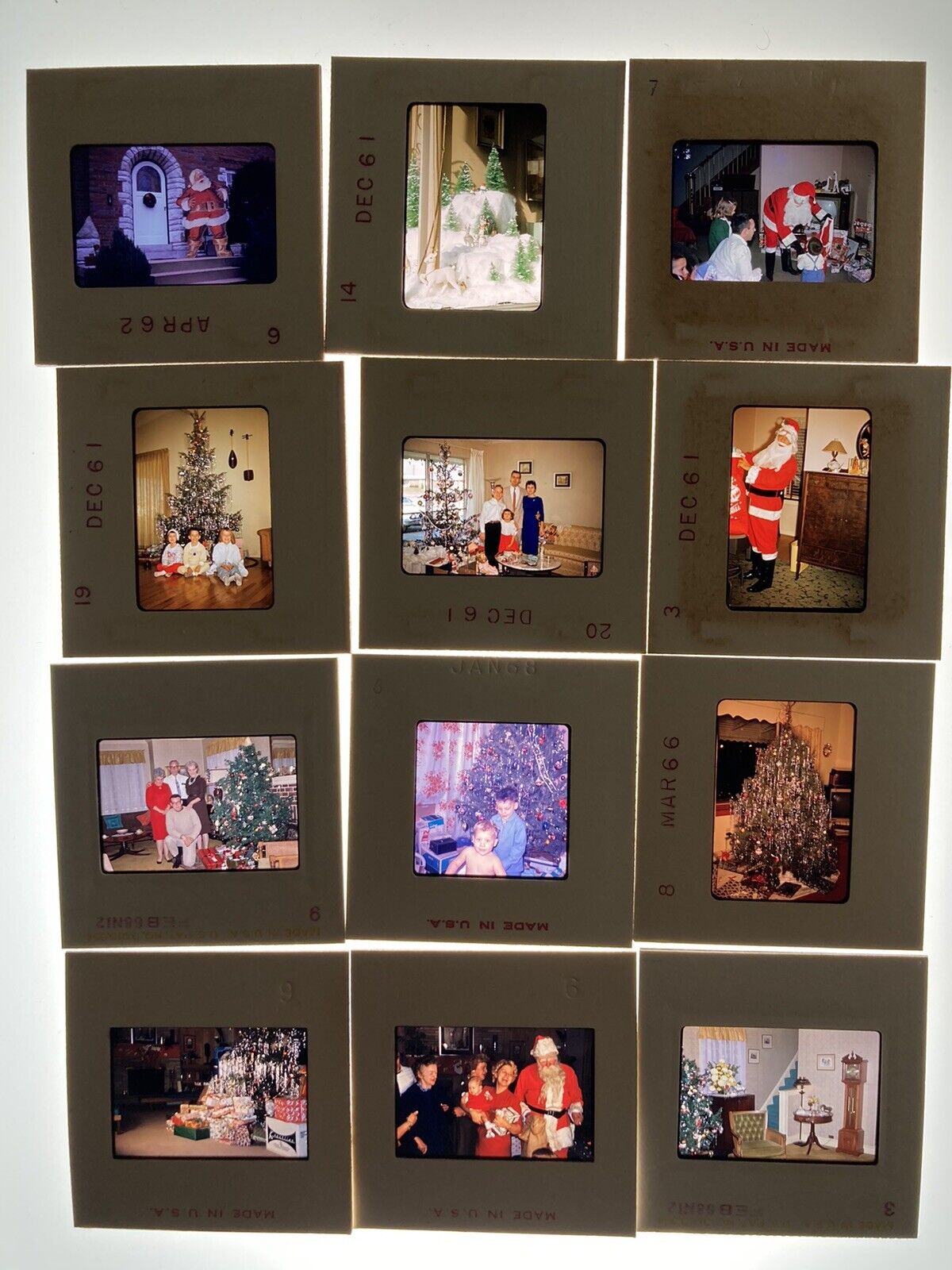 Original 1960s Christmas Tree Santa Claus12 Kodachrome 35mm Photos Slides  Без бренда