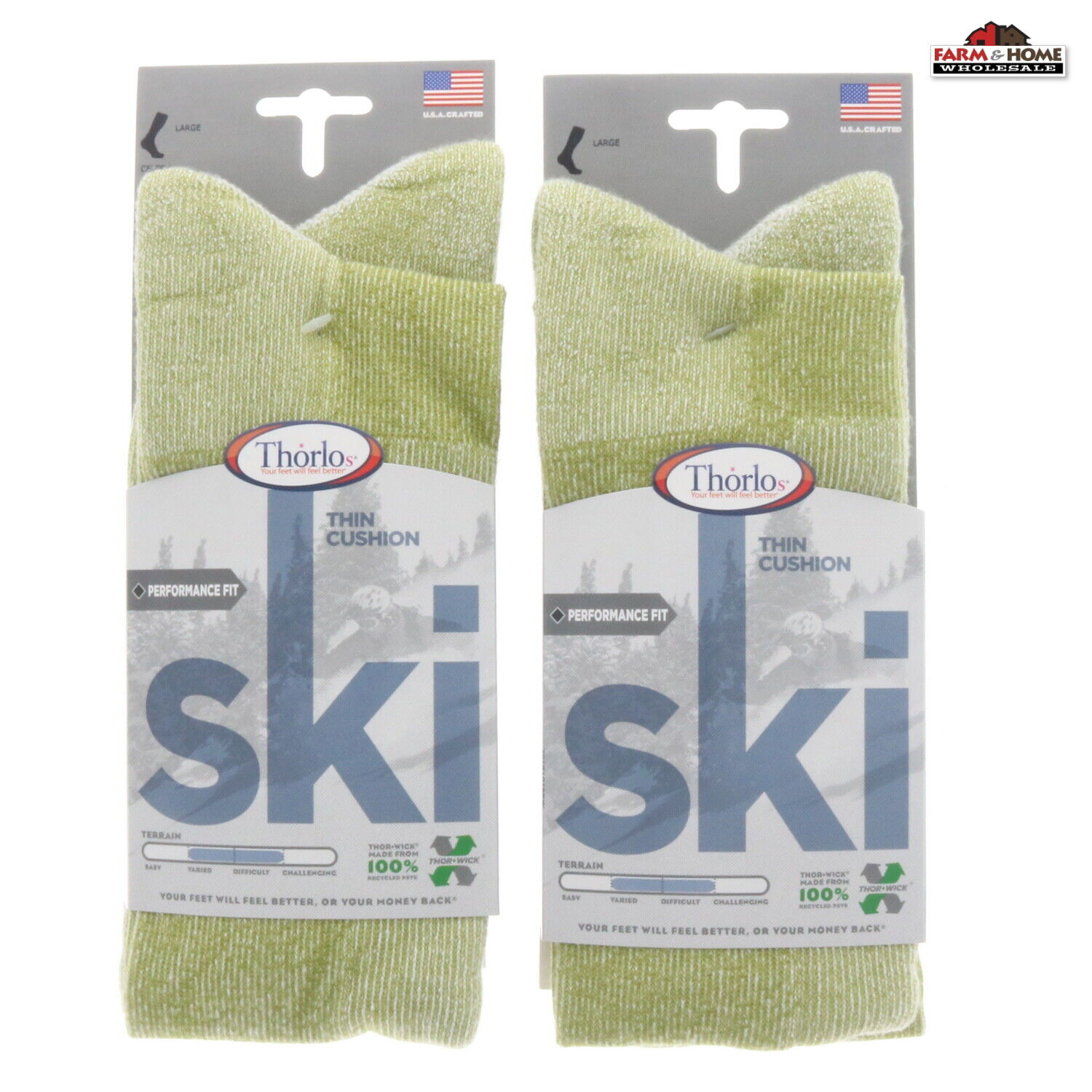 (2) Thorlos Over-Calf Thin Cushion Ski Socks Large ~ New Thorlos SL13459