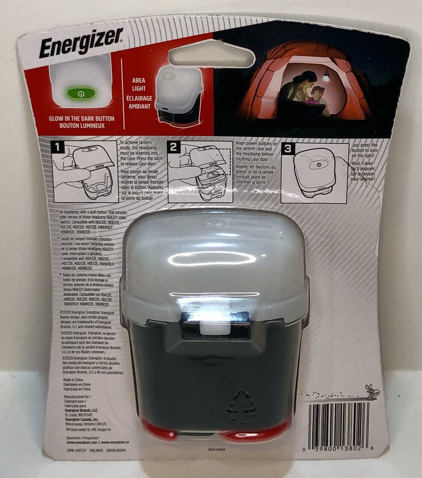 Energizer LED Headlamp Lantern Case Convert Headlamp To Lantern Area Light Hooks Energizer ENHDLN00H, B20-0044, 4872310 - фотография #8