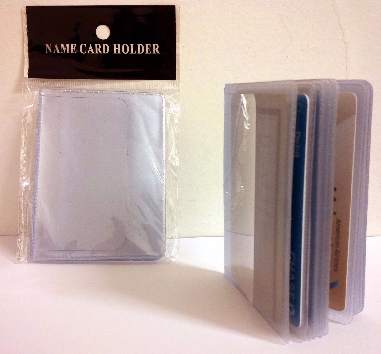 LOT OF 2 16-PAGE CREDIT CARD HOLDER PLASTIC CLEAR WALLET PHOTO INSERTS 17914  Unbranded