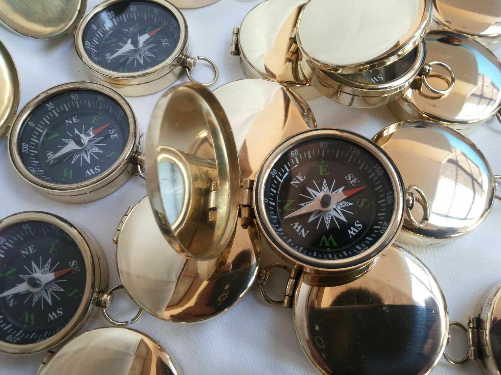 Brass Vintage Lid Compass 45mm Lot Of 10 Pcs Marine Collectible Decorative GIFTS Без бренда - фотография #3