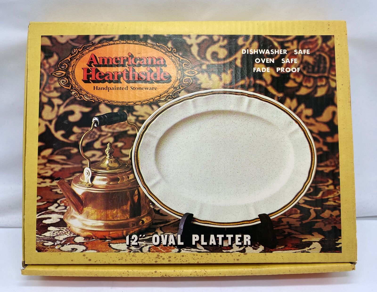 Americana Hearthside Stoneware Heritage 12" Oval Platter Dishwasher Oven OK NEW Hearthside