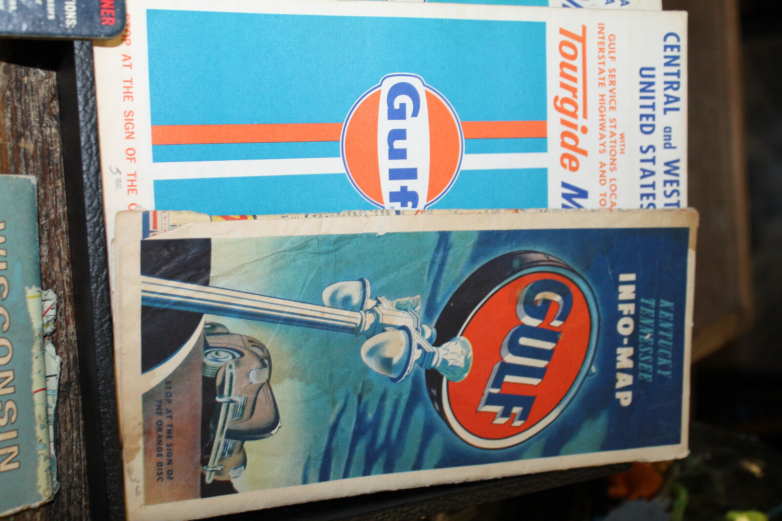 Lot of Gulf Oil 1940's Maps, Texaco, Esso, Firestone Gas Station Premiums 6 maps Без бренда - фотография #6