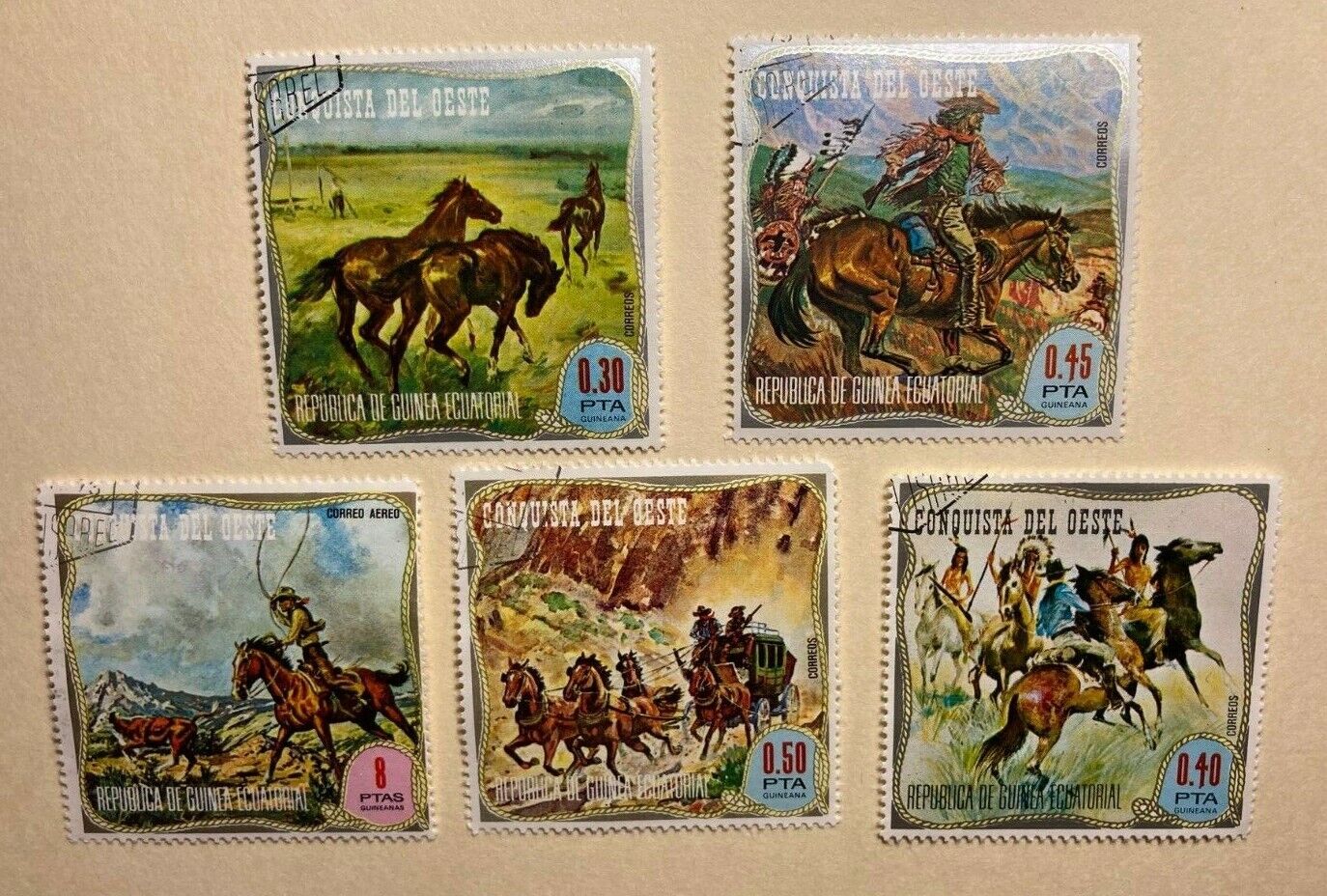 EQUATORIAL GUINEA Stamps: 1974 Conquista Del Oeste "Conquest of the West" Без бренда