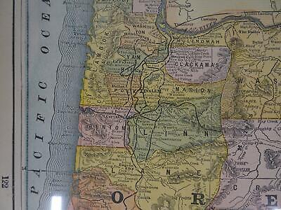 Lot 2 Antique Maps Oregon Gaskell's Atlas of the World 1893 ca 1900 Color Без бренда - фотография #9