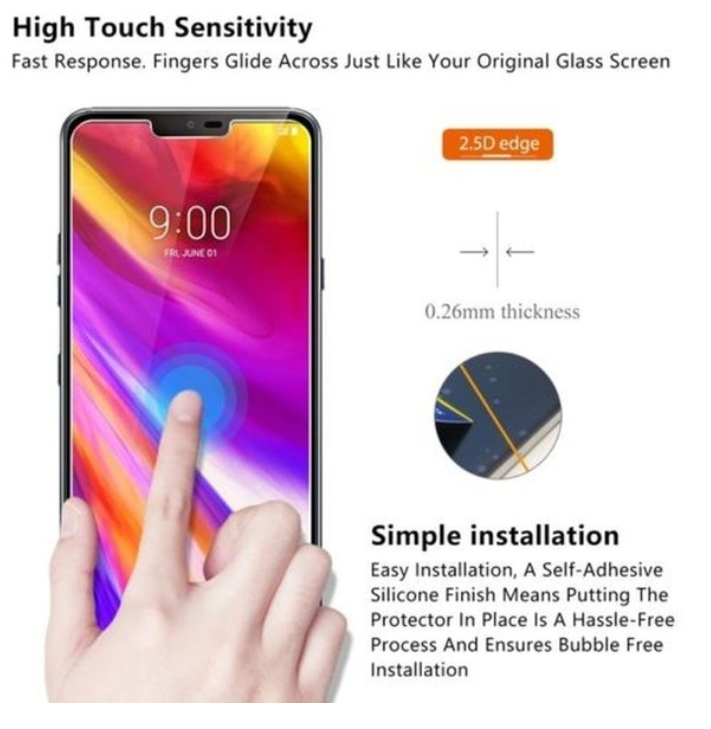 3-Pack For LG ThinQ G7 Premium Clear Tempered Glass Screen Protector Unbranded - фотография #2