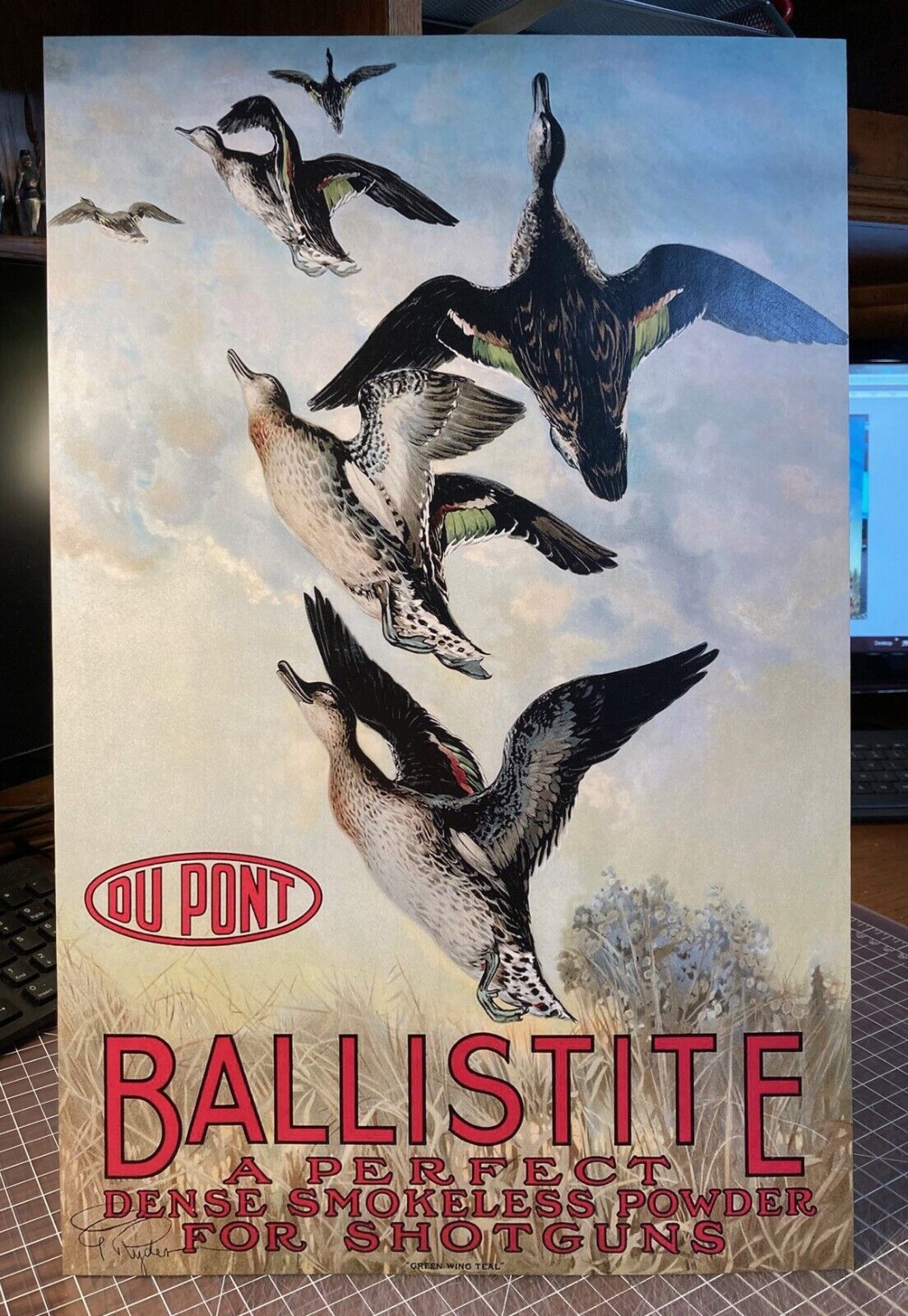 REPRODUCTION  Dupont Teal Ducks Ballistite Standing Die Cut Без бренда